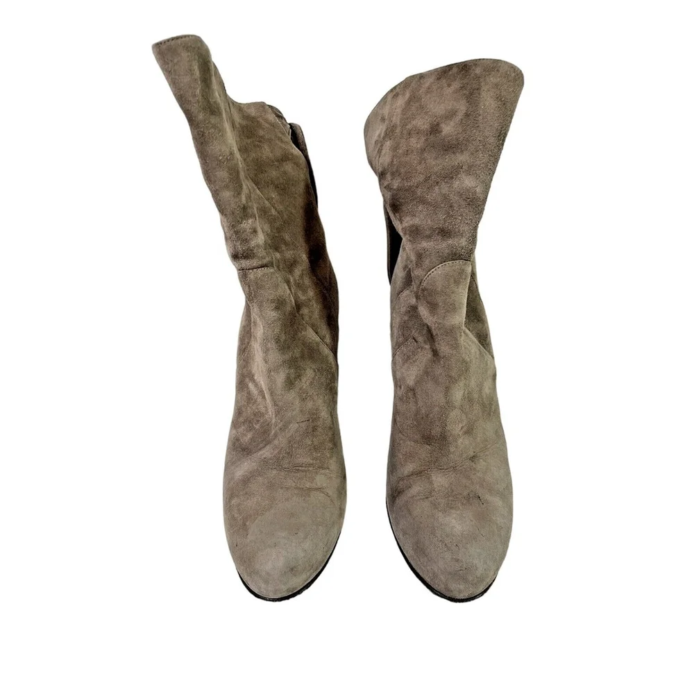 Jimmy Choo Malene 85 Suede Knotted Pull On Bootie In Stone EU 36.5 US 6